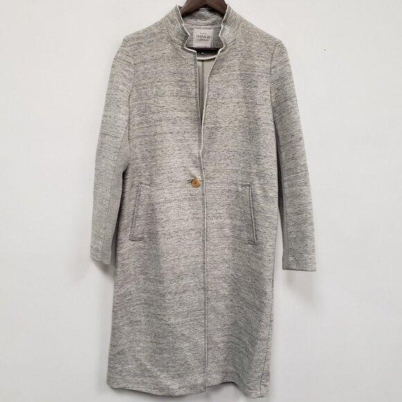 Zara Womens Old Money Scandi Long Overcoat Size M Gray Office Career Capsule - Picture 1 of 9